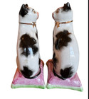 Rare Antique Pair Of Staffordshire Siamesr Cats  On Pillows Victorian
