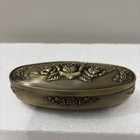 Gold Metal Trinket Jewelry Box Clamshell Floral Vintage 5 25    Made In Poland New