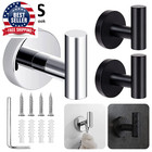 2pcs Polished Bathroom Towel Hooks Stainless Steel Coat Robe Hook Wall Hanger Wi