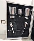 Vintage 1960s Portable Travel Suitcase Briefcase Bar Cocktail Kit No Key Black 