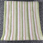 Carter s Green Tan White Stripe Chenille Knit Baby Blanket Lovey