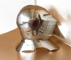 Medieval Knight Full Face Helmet Armor   Steel Crusader Helmet Display Costume