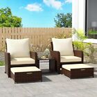 5 Pieces Wicker Patio Furniture Set With Ottoman And Table For Garden Poolside