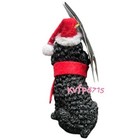 Black Poodle Dog Figurine Christmas Tree Ornament With Santa Hat Scarf 4    New