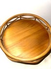 Vintage Bamboo Wood Round Plant Stand Mid Century Modern Style