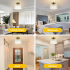 Semi Flush Mount Ceiling Light Gold  Upgraded Larger Vintage Glass Pendant Lamp