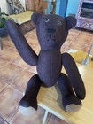 Teddy Bear Plush Vtg Jointed 19    Felt Dark Brown Large Adorable