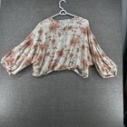 Rose Olive Top Blouse Women Size Xl Beige Floral Casual Cottage