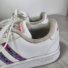 Adidas X Farm Rio Grand Court Floral Shoes White Pink 3 Stripe Womens 8 Ego536