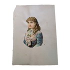 Antique Victorian Die-cut Scrap Portrait Of Young Woman W accents  C  1880s   1890
