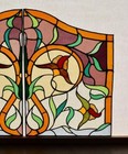 Pair Of 31  Tall Antique French Stained Glass Panels With   Leaded Glass
