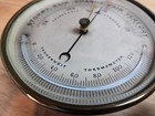 Antique French Aneroid Barometer With Thermometer     Solid Brass     Early 1900s