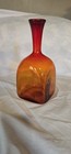 Vintage Mid Century Modern Amberina Red   Orange Glass Bottle