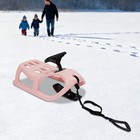 Pink 35in Snow Sled Plastic Toboggan With Rope And Steering Wheel For Kids New 