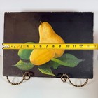 Moody Still Life Oil Painting Of Pear Lemon And Lime On A Black Background Vtg