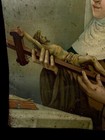 Antique Mexican Spanish Retablo Religious Painting On Tin Saint Rita Of Cascia