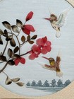 Asian Feather Art Shadow Box Hummingbirds Flowers Framed Decor  Vintage  3d Art 