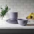 Dinnerset 16-piece Dinnerware Set  Embossed Grey Medallion  Stoneware