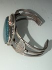 Vintage Old Pawn Navajo Sterling Silver Turquoise Coral Cuff - 62 7gr - Unsigned