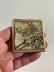 Vtg 1940s 50s Japanese Engraved Make Up Powder Compact Mirror Purse
