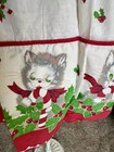 Vintage Mcm Christmas Half Apron 1950s Holly Ribbon Cats 22  Pocket