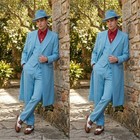 British Blue Men s Zoot Suits Formal Wedding Tuxedo Party Prom Long Coat Pant