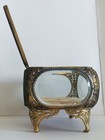 Vintage Brass And Glass Jewelry Trinket Box With Hinged Lid