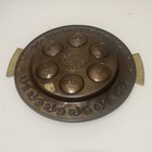 Brass Judaica Seder Plate Tray W  Hebrew Lettering  Side Handles  12 In