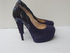 Enzo Angiolini Purple Suede Baladeva Jeweled Beaded Evening Pumps Size-5m