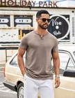 Coofandy Men s Soft T Shirts Short Sleeve Burnout Notch Neck Tee Shirt Casual
