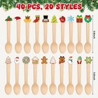 40 Pcs Christmas Hot Chocolate Wooden Spoons  5 6   Christmas Disposable