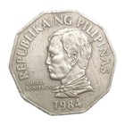 1984 Philippines 2 Piso Coin Andres Bonifacio Coconut Tree Km 244
