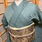 5485  Japanese Kimono Vintage Womens Silk Fabric Robe Kimono Only Sold Blue