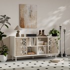 Mid Century Sideboard Rustic Sliding Door Solid Wood White Tv Buffet Storage