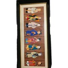 Framed Antique 8 Gods Chinese Artwork Made From Silk  And Various Materials  