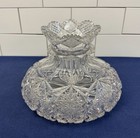 Libbey American Brilliant Empress Centerpiece Cut Glass Flower Antique C 1900