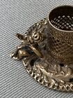 Vintage Ornate Gold Tone Metal Filigree Cherub Single Tube Lipstick Holder