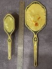 Vtg Celluloid Brush   Mirror Vanity Set-pearlized Art Deco-yellow Gold  1 Mirror