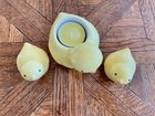 Hallmark Set Of 3 Hand-painted Ceramic Chick Votive And Two Baby Chicks-yellow