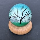 Contemporary Handmade Art Glass Marble 1 27  Trees In A Spring Sky Matte Mib