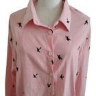 Pink Plus Size Embroidered Birds Lightweight Blouse Size 3x