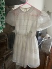 Vintage Sheer White With Lace Girls Dress Size 8 Unbranded 1960-70 Era