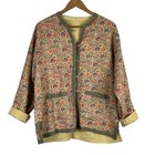 Quilted Reversible Jacket L xl Floral Yellow Lightweight Eclectic Bohemian Boho