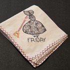 Vtg Flour Sack Kitchen Towels Sun Bonnet Girls Days Of Wk Appliqued  4  F-m Read