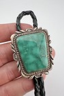 Vintage Billie Eagle Navajo Sterling Silver Royston Turquoise Stamped Bolo Tie
