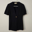 St John Blazer Marie Gray Womens 6 Short Sleeve V Neck Knit Jacket Vintage