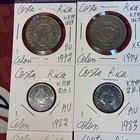1961 - 2012 Costa Rica 1  2  5  10  20  25  50   100 Colones Xf - Bu 20 Coin Lot