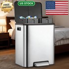 30l Stainless Steel Kitchen Trash Can Hands-free Step Recycle Trash Gallon 8