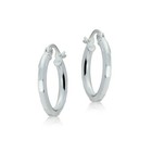 Sterling Silver 2mm Hammered Round Hoop Earrings  15mm