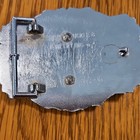 Bergamot Buckle Co  Silver Tone Western Belt Buckle Blue Stone Inlay 1 5 